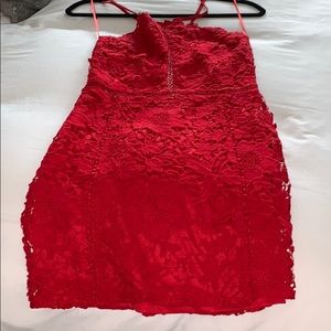 Red lace dress